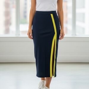 Future Collective Black Neon Trimmed High-Waisted Slit Midi Skirt Size Small